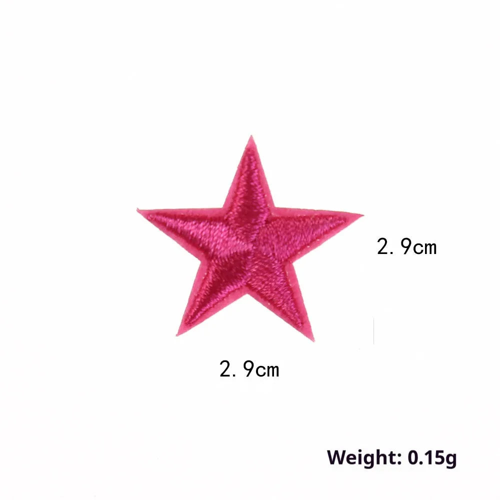 Five-pointed star embroidery label cloth stickers in assorted colours for clothing decoration