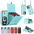 Handmade lambskin crossbody card holder phone case with bracket and lanyard for Apple iPhone, black colour
