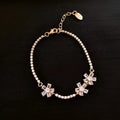 Women's gold geometric bracelet with zircon inlay and quadrilateral design on copper