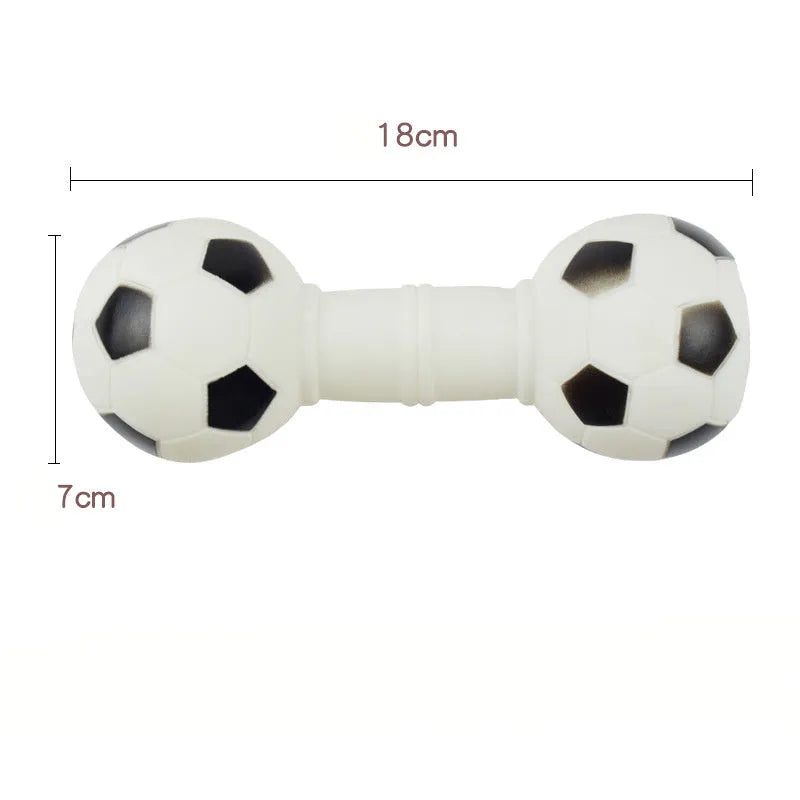 Brown orange white yellow football dumbbell shaped PVC squeaky dog chew toy