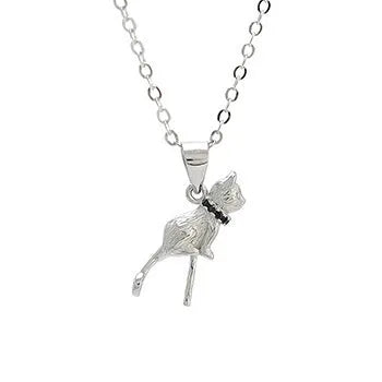 925 sterling silver cat pendant necklace with clavicle-length chain