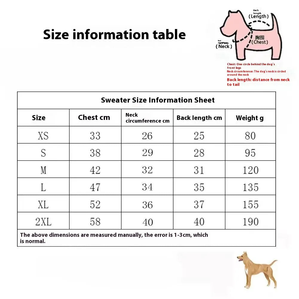 Wool dog sweater in European style for autumn and winter wear