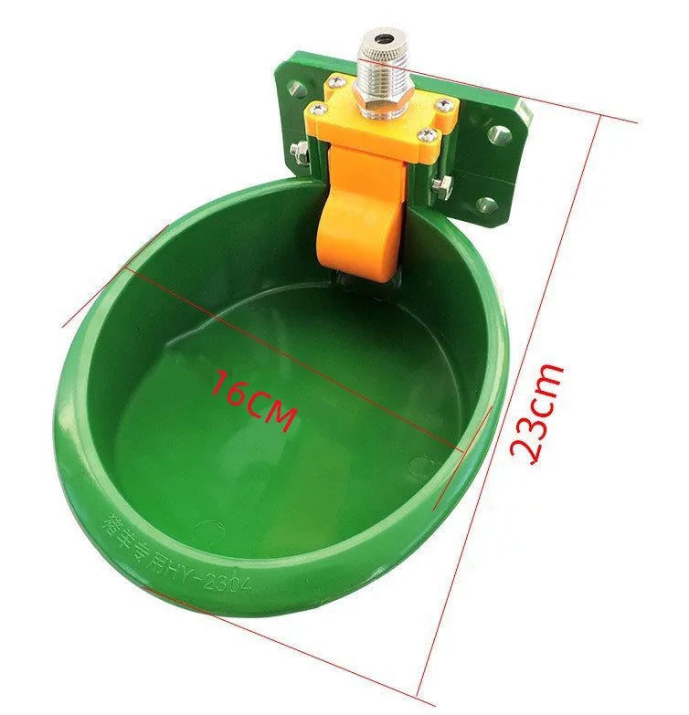 Green engineering plastic automatic drinking bowl for pigs and sheep with water-saving nozzle