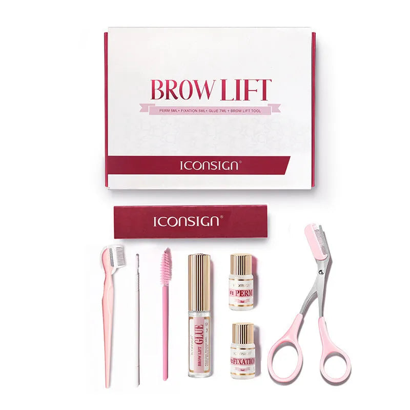 Pink eyebrow keratin perm kit with complete eyebrow scalding suit tools