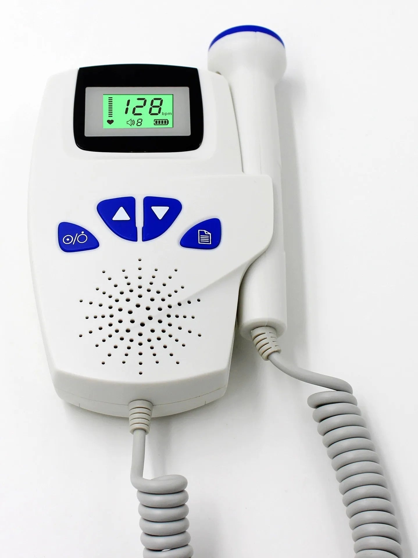 Digital waveform dual display fetal doppler heart rate monitor with TFT colour screen and ergonomic probe