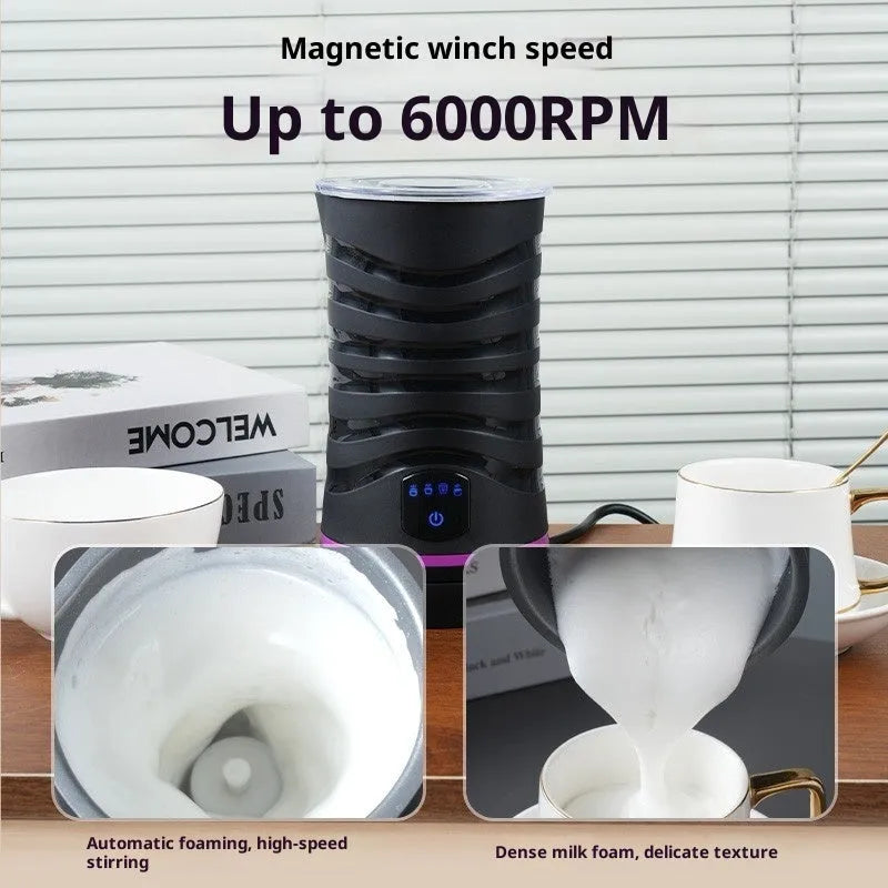 Magnetic small electric stirring milk frother 430ml 304 stainless steel touch operation white EU plug