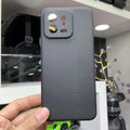 Ultra-thin 600d aramid fibre phone case for Xiaomi 13 in fine grain crater matte black colour