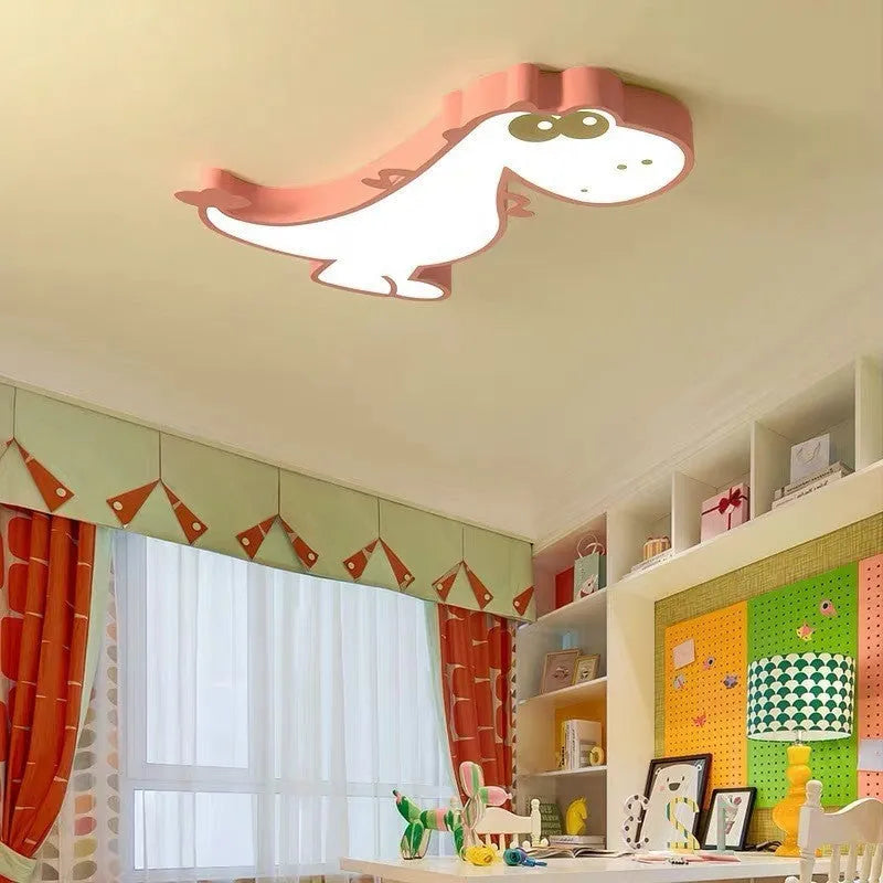 48cm cartoon dinosaur ceiling light with aluminium body and PVC shade in children's bedroom
