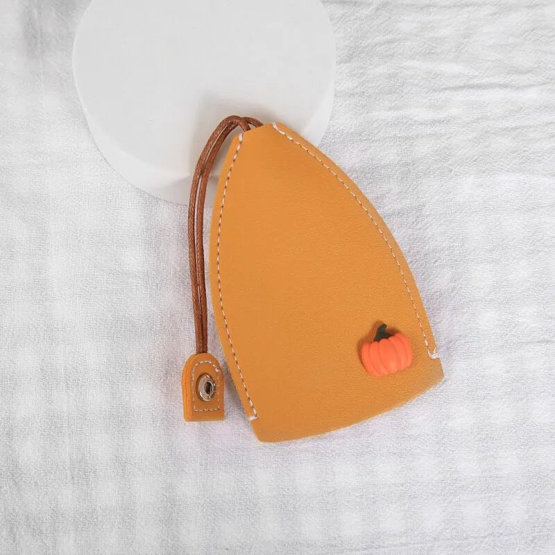 Cartoon design pull-out car key case in PU leather with removable decorative cover