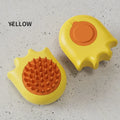 Blue pet bath brush with built-in shampoo box and massage comb bristles