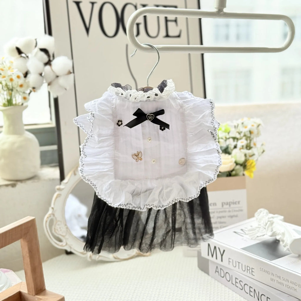 White polyester Waltz gauze skirt dog clothing with yarn detailing in princess style