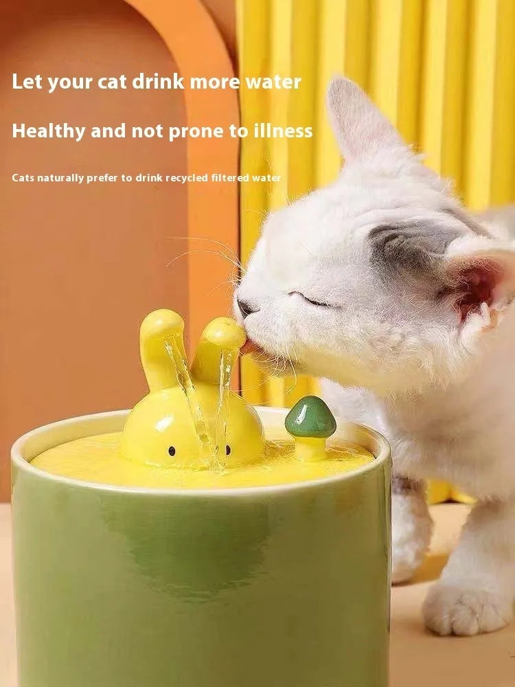 Ceramic automatic circulating water dispenser for cats and dogs with USB power