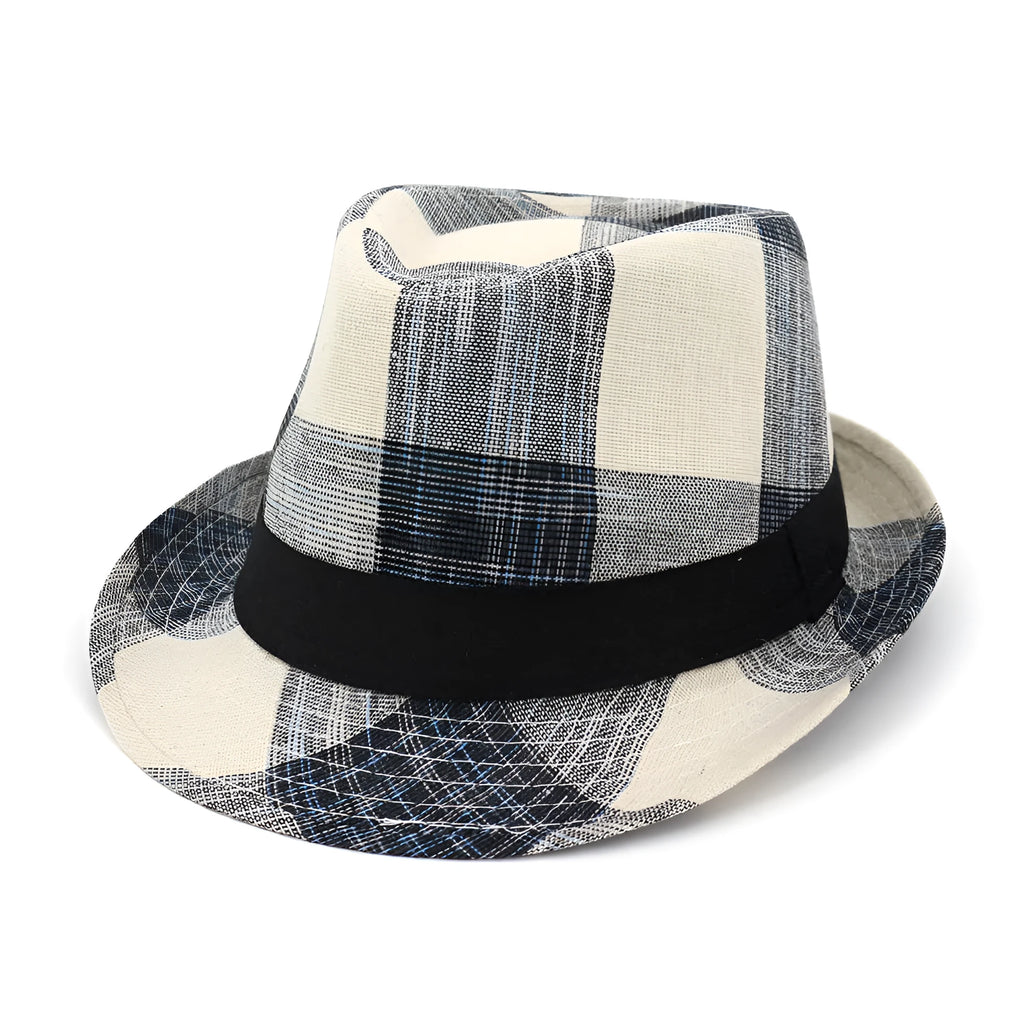 Blue straw sun hat with wide brim and bell crown for outdoor sun protection