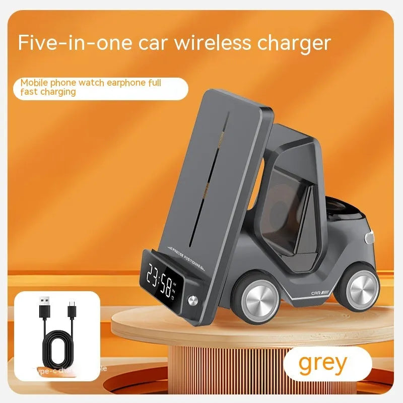 15W three-in-one wireless charging bracket in grey, white, yellow, or orange colours with 150mm dimensions