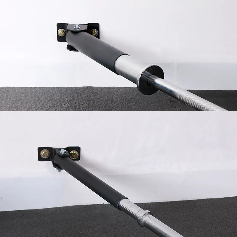 Steel wall-mounted rack with 25 tubes for storing barbell rods or gun barrels.