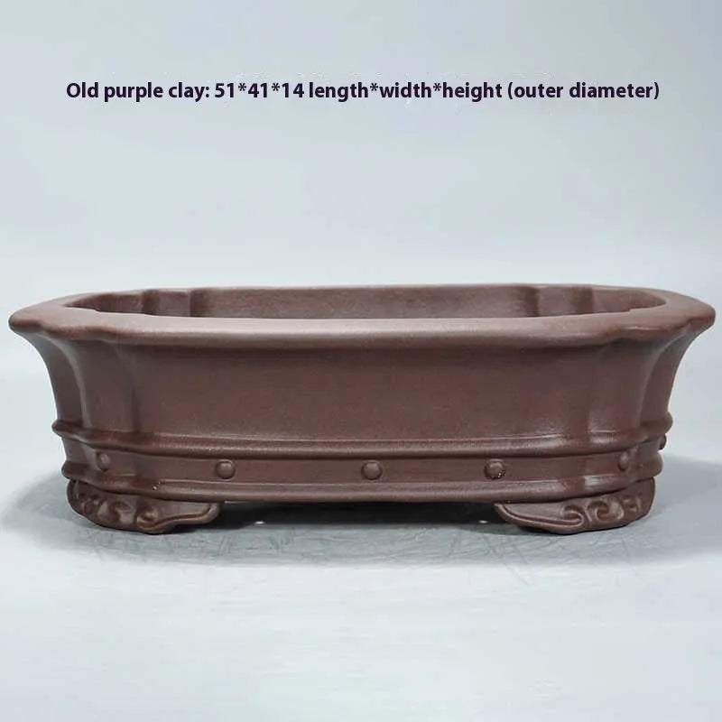 Purple sand rectangular begonia flower pot with classical antique design for desktop plant display