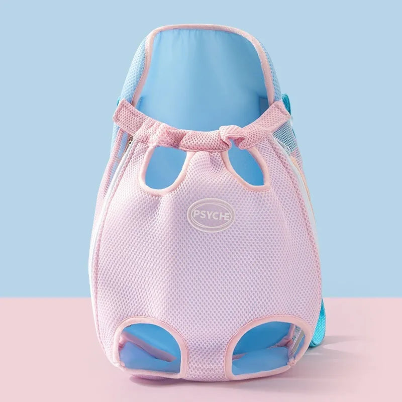 Cartoon animal pattern pet chest bag with soft canvas construction and ribbon detailing