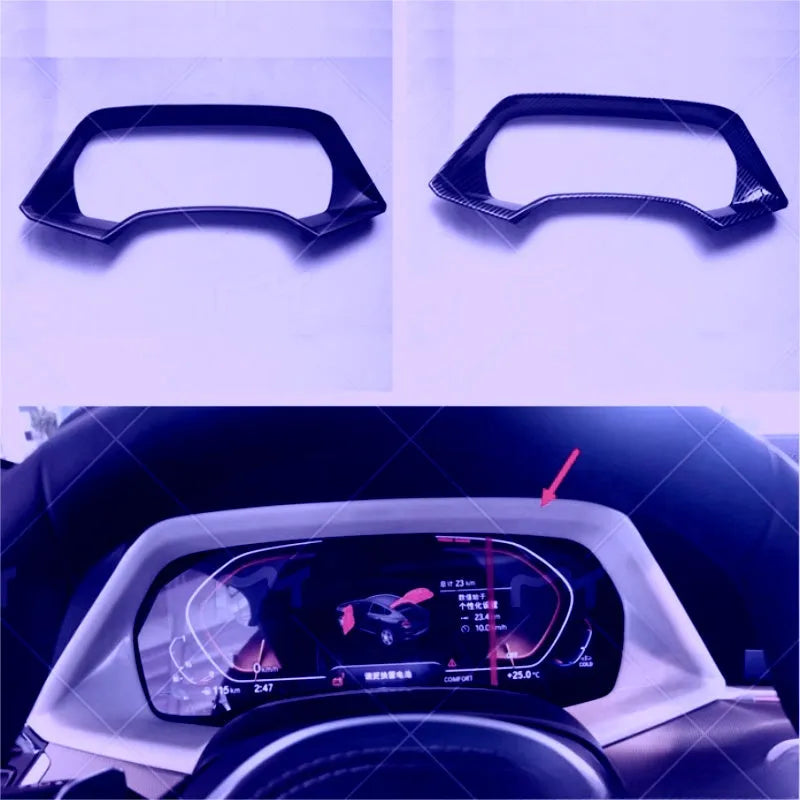 ABS plastic dashboard decorative frame for BMW X5L in carbon fibre and peach wood finishes