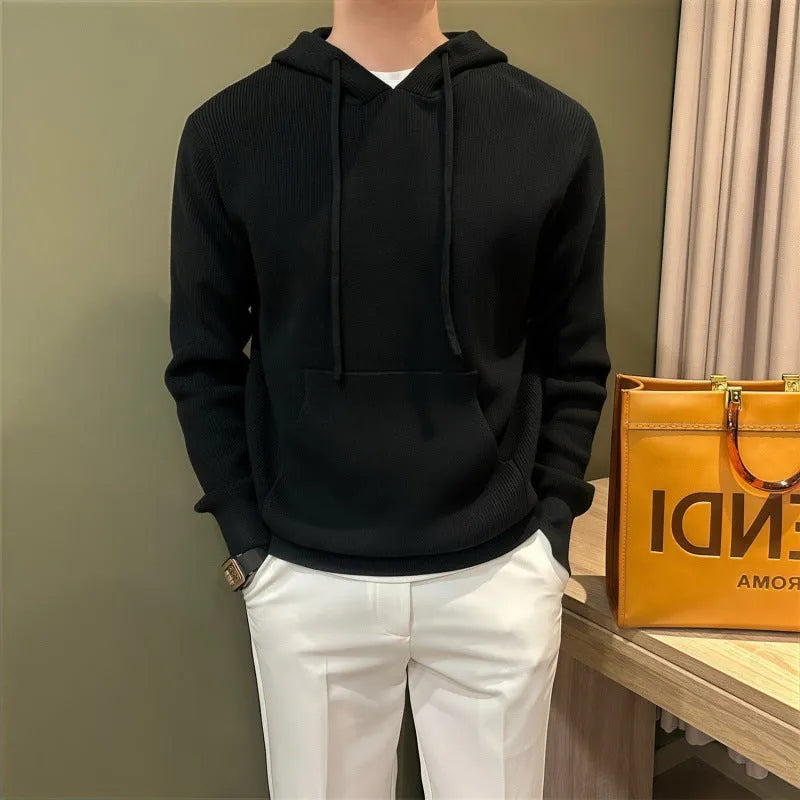 Lazy slightly loose all-matching knitted sweater in green polyester fibre long sleeves pullover
