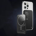 Titanium gold and black magnetic wireless alloy power bank with capacity options displayed.
