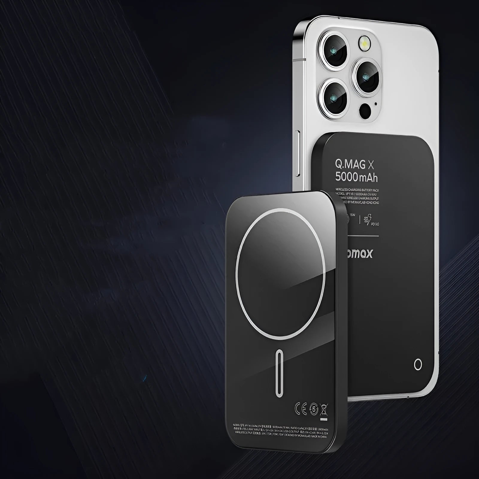 Titanium gold and black magnetic wireless alloy power bank with capacity options displayed.