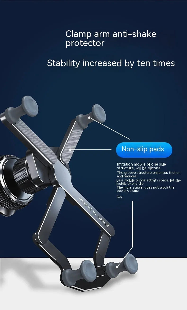 Aluminium alloy magnetic car phone holder in black, showing clip-on air vent mount and adhesive dashboard version.