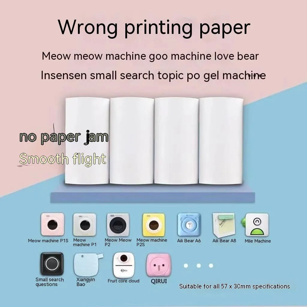 Box containing three rolls of 57mm by 30 metre pink and yellow blue thermal printing paper.