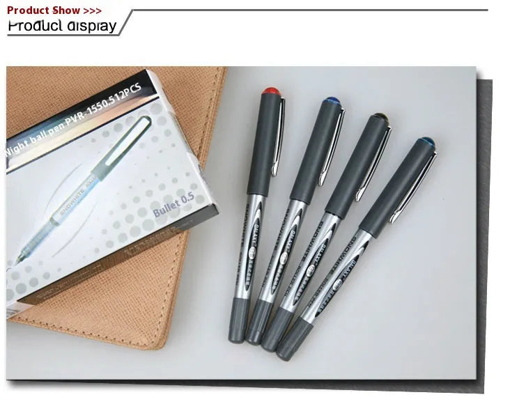 0.5mm quick-drying signature pen with plastic shell in twelve-pen pack with four ink colour options