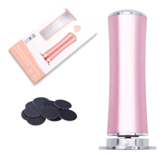 Electric foot callus remover with 60 replacement sandpaper discs, pink and black variants