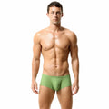Personality men's nylon boxers in solid colours showing low waist design.