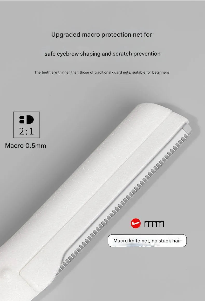 Eyebrow trimmer set with macro safety type razor and safety guard for beginner men and women