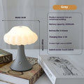 Mushroom-shaped touch control night lamp with USB charging in wood grain finish