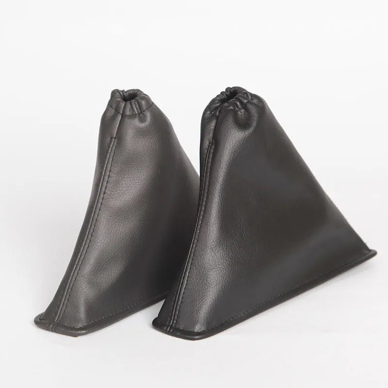 Black leather car shift lever dust cover showing 15.2cm dimensions for Corolla gear selector protection