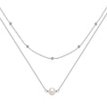 S925 sterling silver women's necklace with double layer twin pearls in gold or white gold colour options