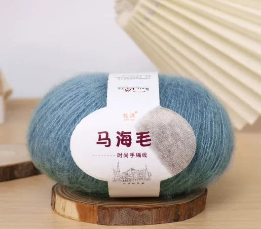 Mohair wool ball for DIY scarf knitting with Inverness thread technique in selected colour