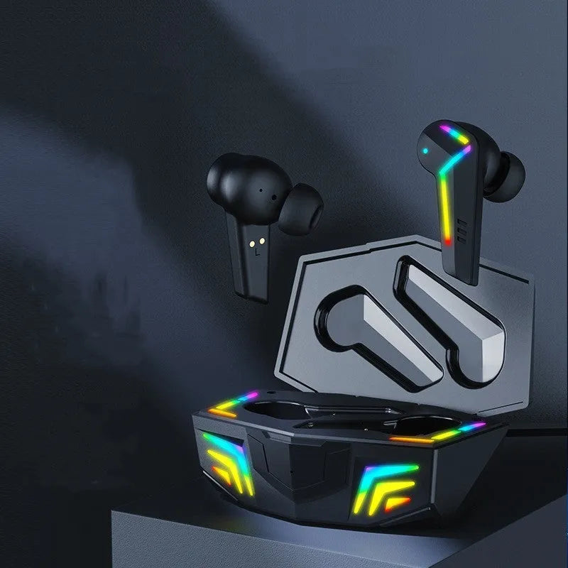 Black wireless TWS Bluetooth headset with earplug design for gaming and sports