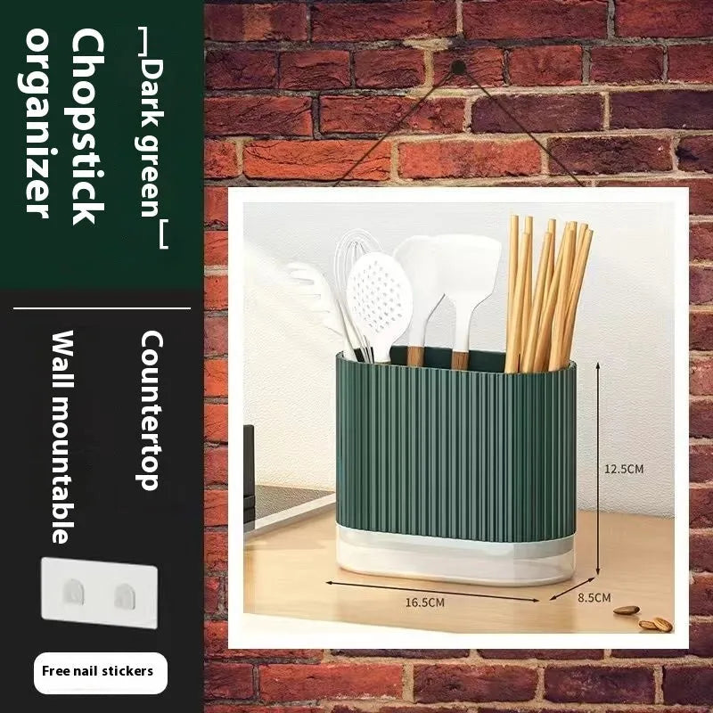 Cross-border wall-mounted plastic chopstick holder with spoon cage in modern design
