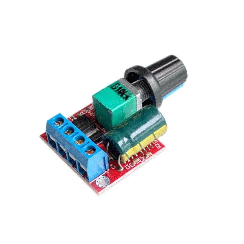 PWM DC motor speed controller with adjustment knob for 5V-35V systems up to 5A
