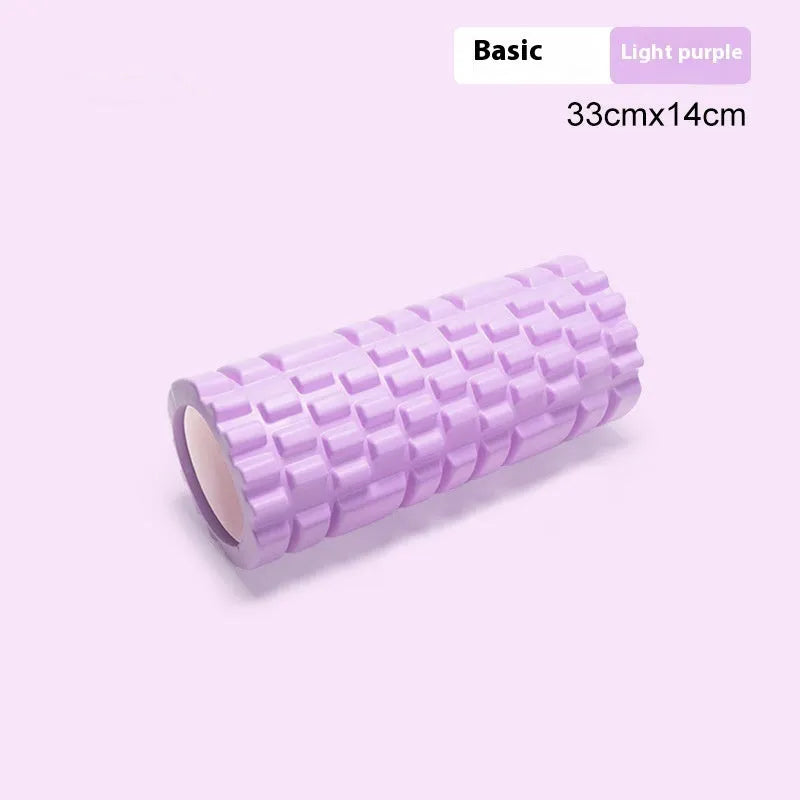 A black EVA foam roller for fitness and muscle recovery, shown next to a grey and pink version.