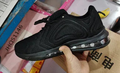 Men's black lace-up sneakers with thick sole and round toe for outdoor sports
