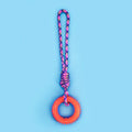 43cm multi-coloured braided rope dog toy with knots for puppy teething relief