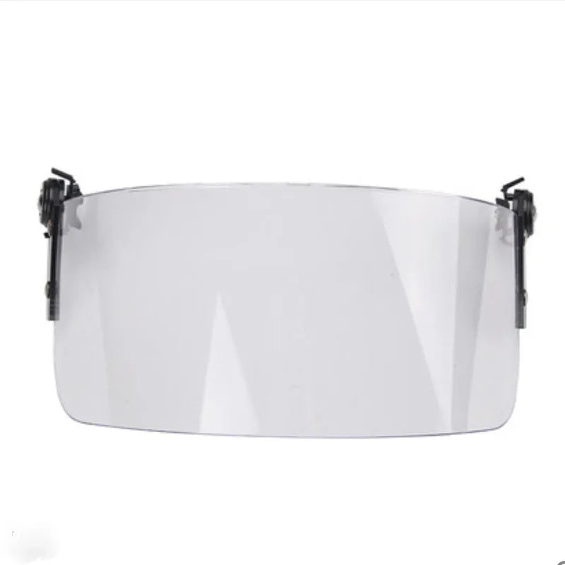 Transparent PC helmet mask with windproof lens measuring 30x15cm