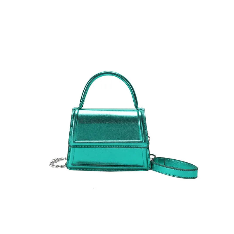 PU leather retro crossbody shoulder bag in horizontal square shape with sewn line detail