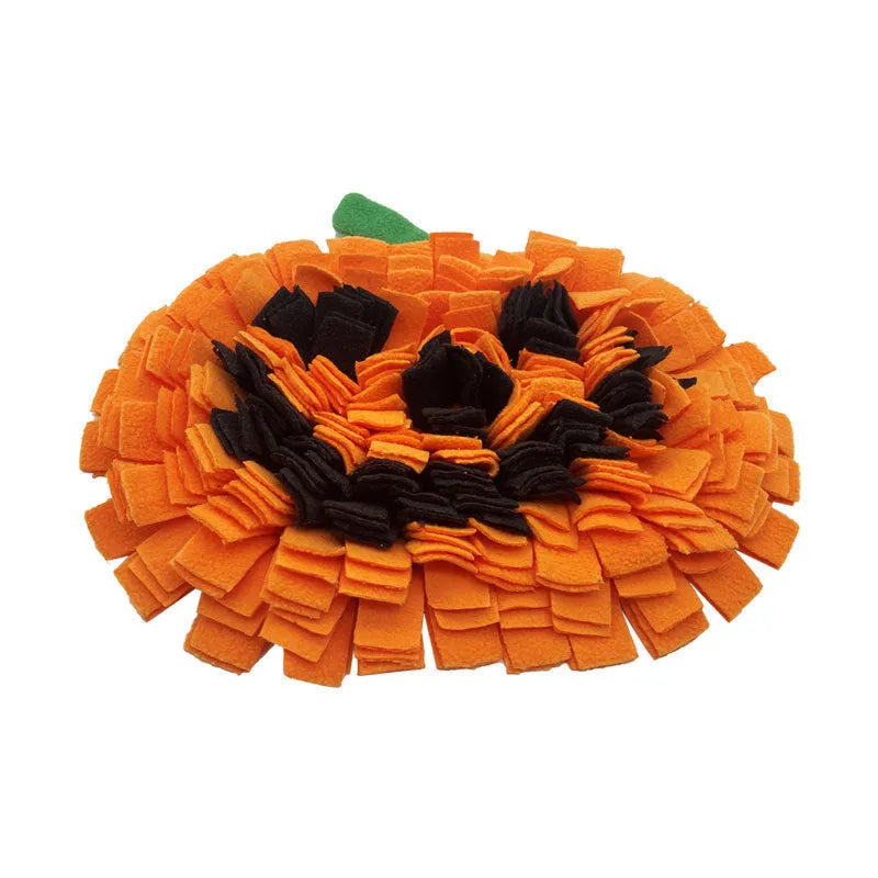 Orange polar fleece pet smell mat for dog slow feeding with textured surface