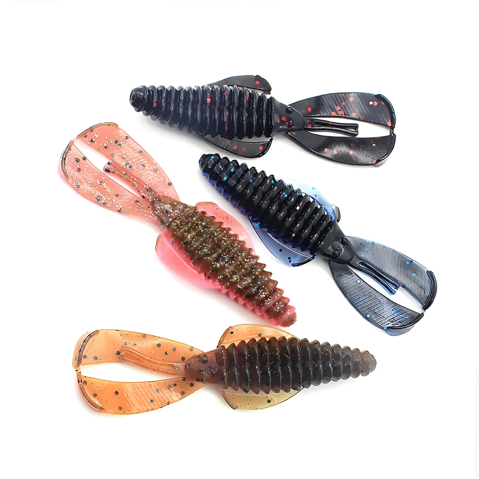 PVC soft bait fishing lure shown in one of 12 colours, in 8cm and 12cm size options.