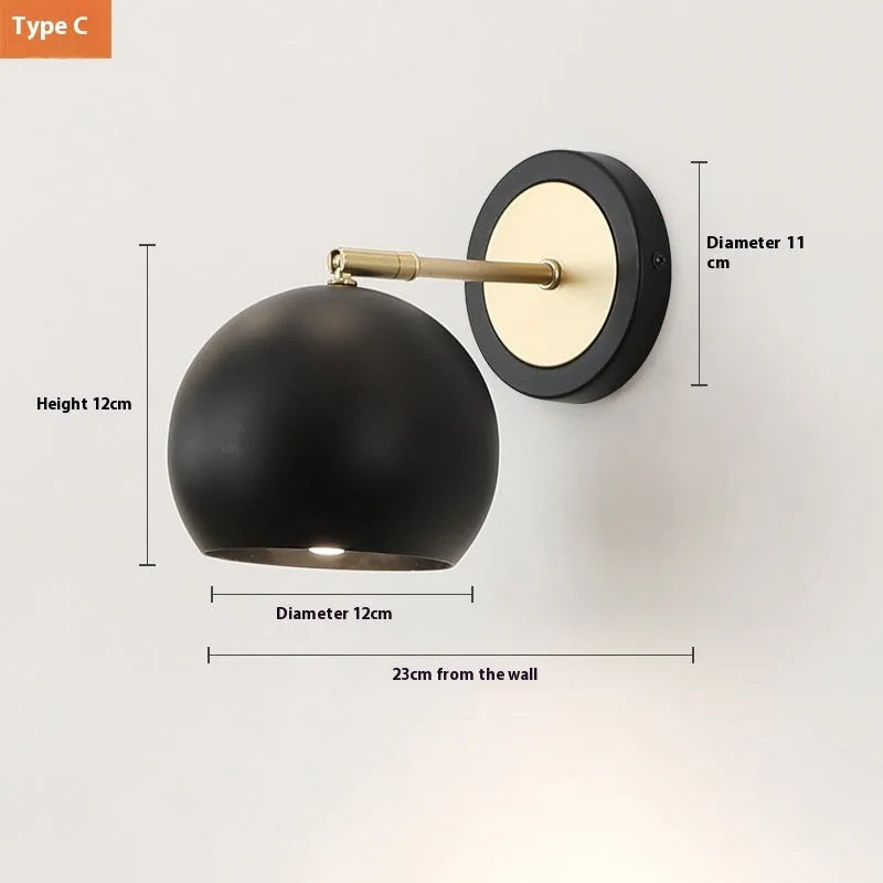 Nordic style iron wall lamp with adjustable lighting options for bedroom or living room