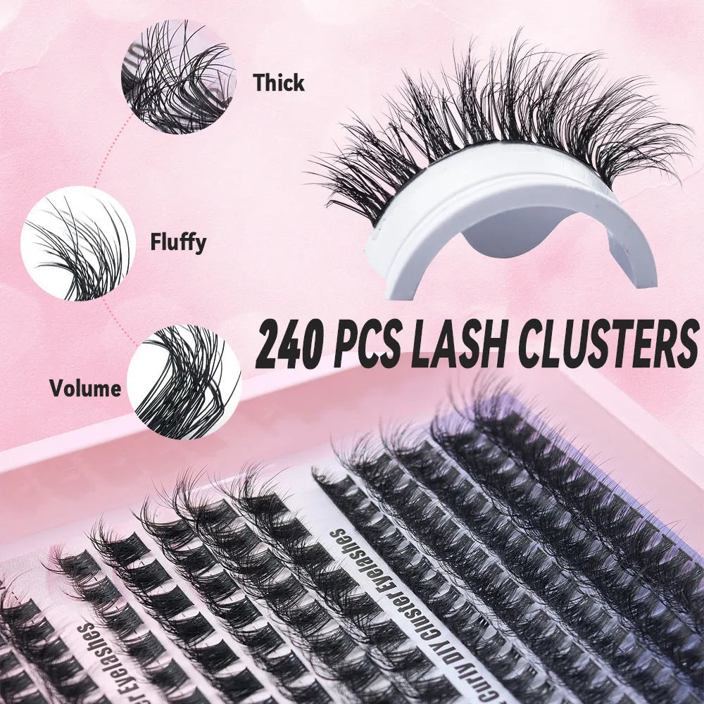 Box of mixed false eyelashes showing five style options with varying volumes from natural to dramatic.