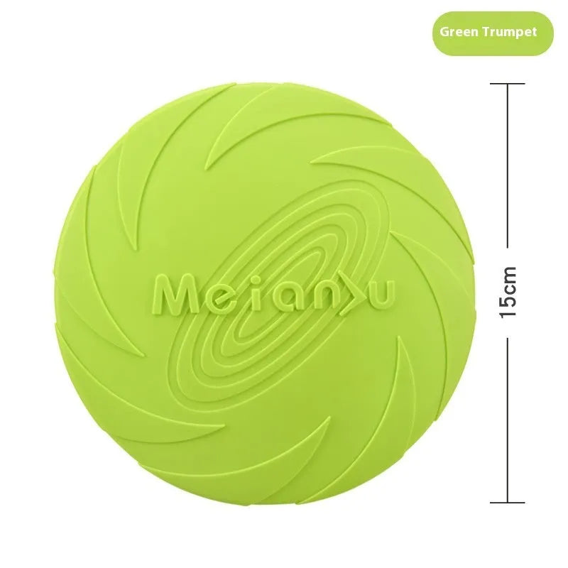 Soft rubber dog flying disc toy in red, blue or green colour for outdoor walking and travel