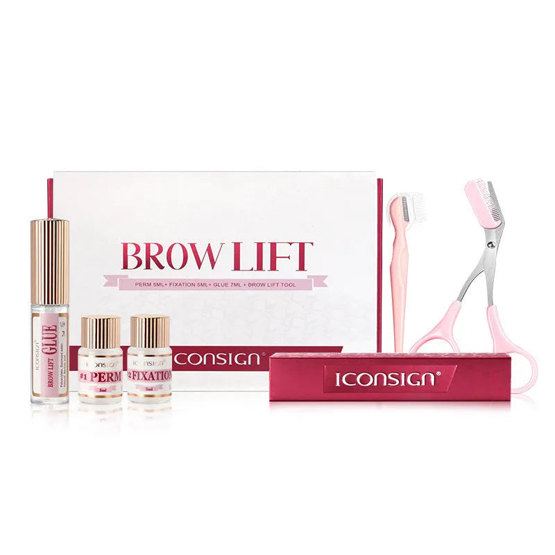Pink eyebrow keratin perm kit with complete eyebrow scalding suit tools