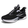 Men's rotating button buckle running shoes in Fly-knit mesh with TPU sole in beige colour
